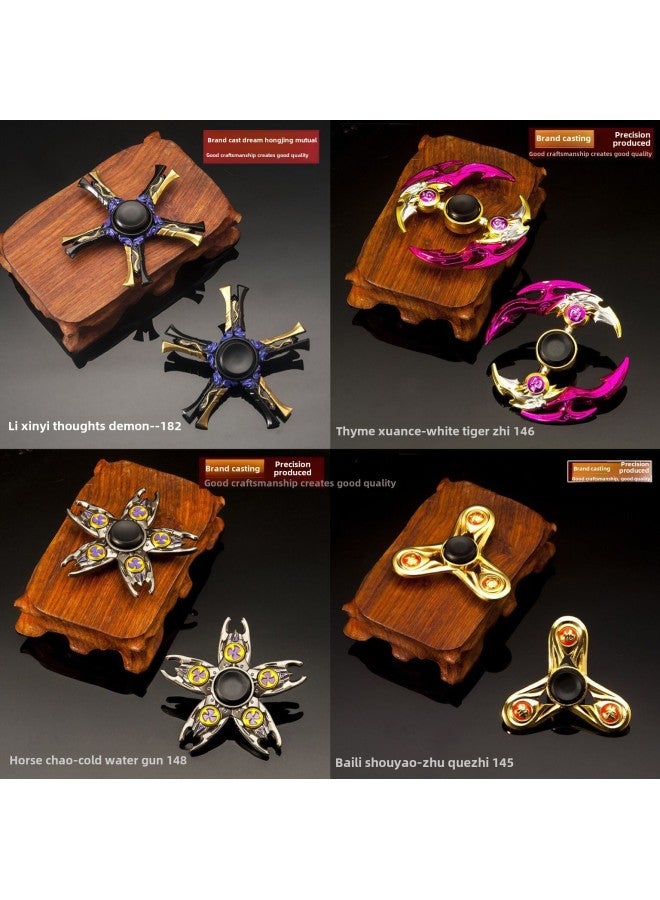 King Surrounding Li Xin Ma Chao Baili Fingertip Gyro Three Leaf Metal Finger Gyro Internet Celebrity Same Style Toy-Color:Li Xin-Read The Magic - Image 2