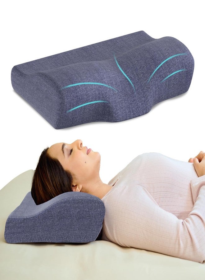 CareFoam Memory Foam Cervical Neck Pillow | 2 Years Warranty | Pain Relief Sleep, Improves Posture, Spinal Alignment, Neck Pain Relief | 19 x 12 x 4 Inch | Blue Melange | Pack of 1 - Image 1