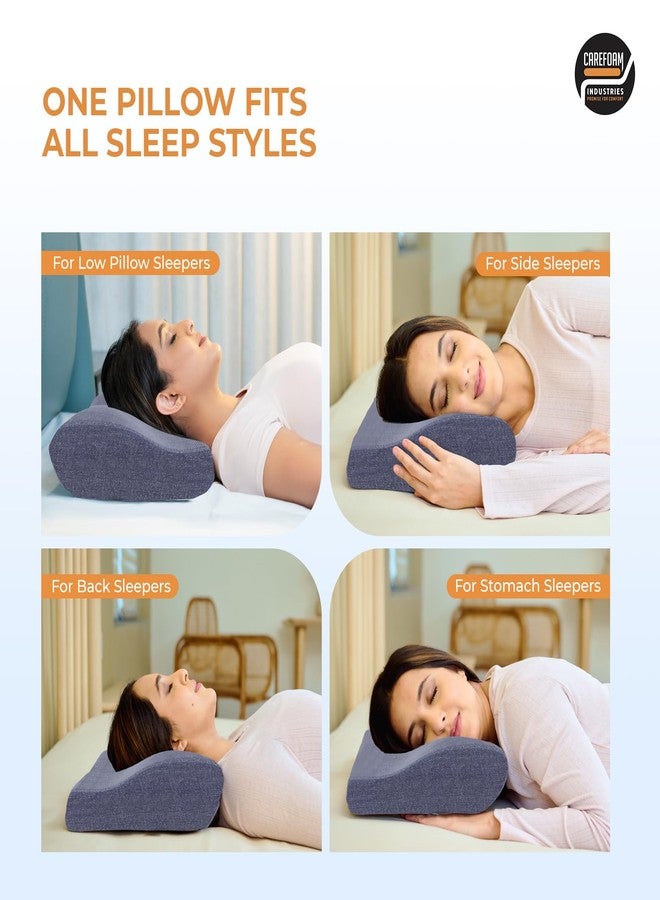CareFoam Memory Foam Cervical Neck Pillow | 2 Years Warranty | Pain Relief Sleep, Improves Posture, Spinal Alignment, Neck Pain Relief | 19 x 12 x 4 Inch | Blue Melange | Pack of 1 - Image 3