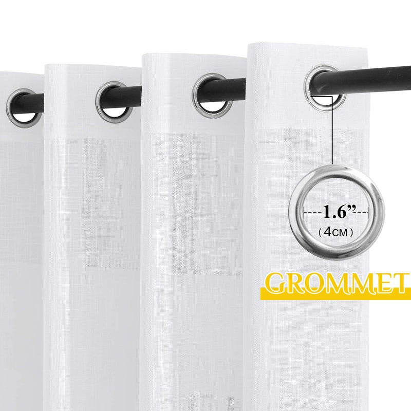 NICETOWN Sheer Curtain Set for Dining Room - 72 Inches Long Translucent Grommet Voile Light Filtering Drapes for Kids Room, White, Set of 2 - Image 2