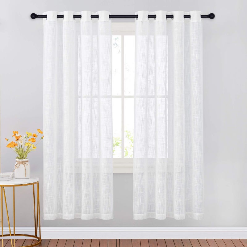 NICETOWN Sheer Curtain Set for Dining Room - 72 Inches Long Translucent Grommet Voile Light Filtering Drapes for Kids Room, White, Set of 2 - Image 1