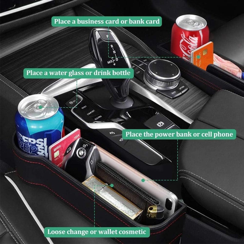 Finphoon Car Seat Gap Filler Organizer – Car Seat Side Gap Filler to Prevent Items Falling Universal Seat Gap Organizer for Phones, Keys & Wallets Car Interior Storage Accessory (Pack of 1) - Image 3