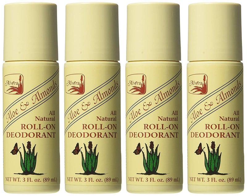 Alvera All Natural Roll-On Deodorant Aloe & Almonds - 3 Fl Oz, 4 pack - Image 1