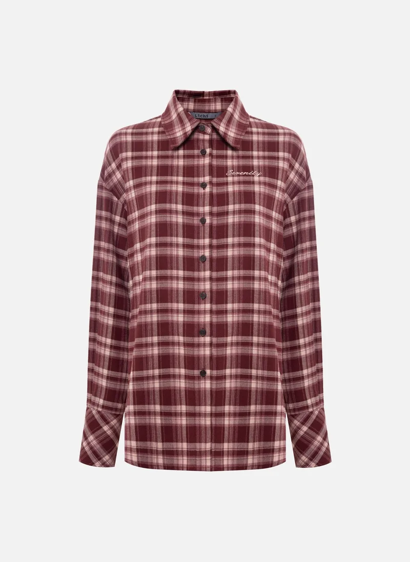 Lichi Checkered relaxed shirt with embroidery