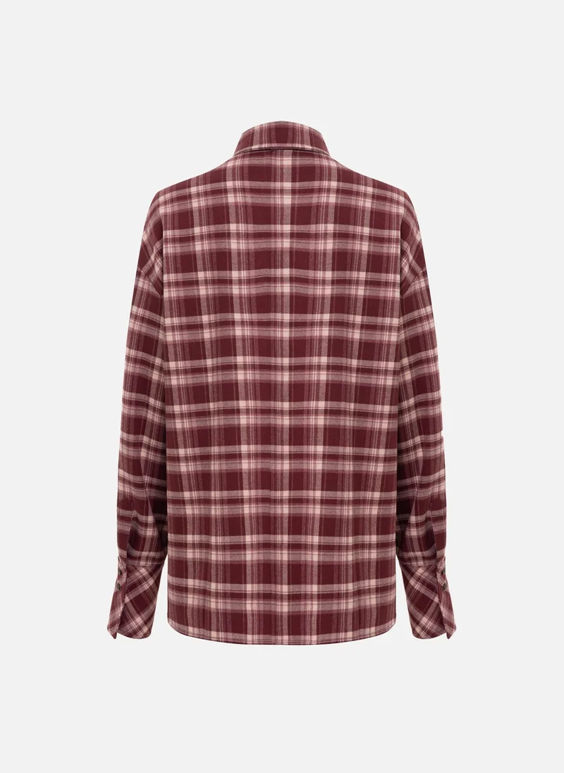 Lichi  Checkered relaxed shirt with embroidery for Women | Best Price UAE
