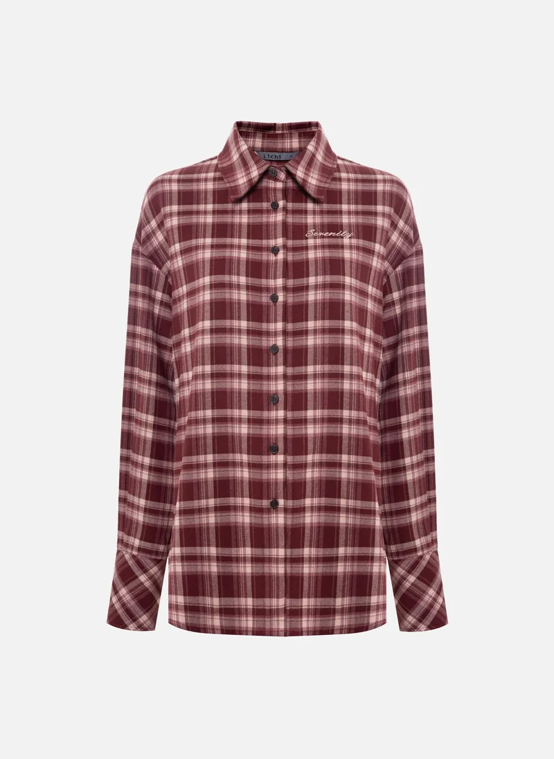 Lichi Checkered relaxed shirt with embroidery