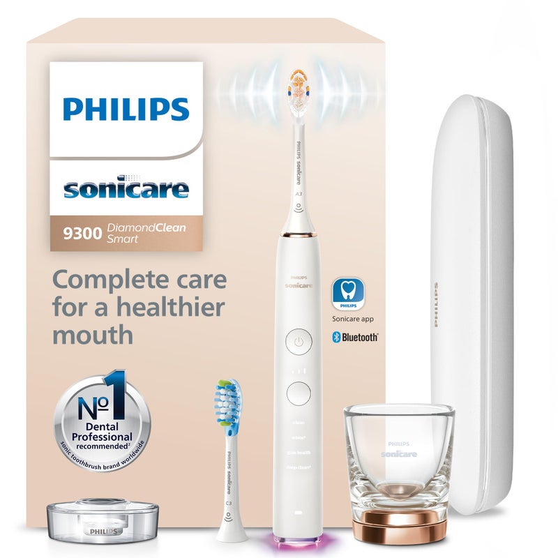 Philips Sonicare DiamondClean Smart 9300 Electric Toothbrush Sonic Toothbrush with App Pressure Sensor 12 Brushing Settings Replacement Reminder Travel Case Rose Gold Model HX990365 - Image 2