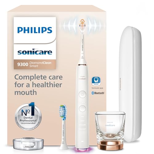 Philips Sonicare DiamondClean Smart 9300 Electric Toothbrush Sonic Toothbrush with App Pressure Sensor 12 Brushing Settings Replacement Reminder Travel Case Rose Gold Model HX990365 - Image 1