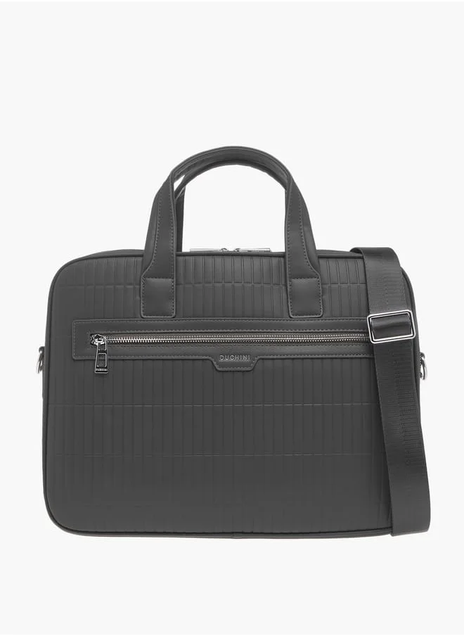 دوتشيني Men's Panelled Laptop Bag with Handles and Detachable Strap