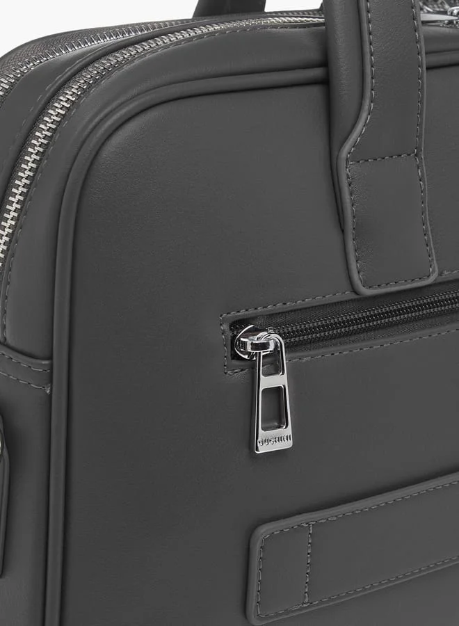 DUCHINI Men's Panelled Laptop Bag with Handles and Detachable Strap