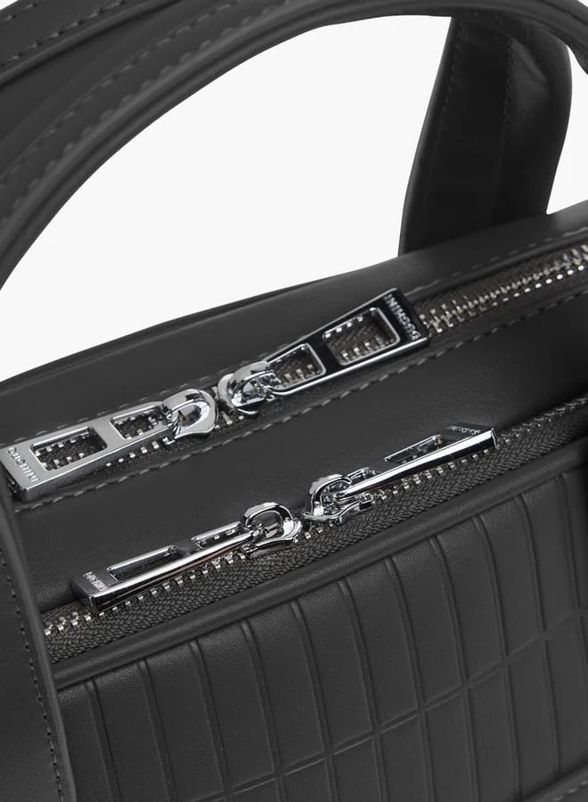 DUCHINI Men's Panelled Laptop Bag with Handles and Detachable Strap