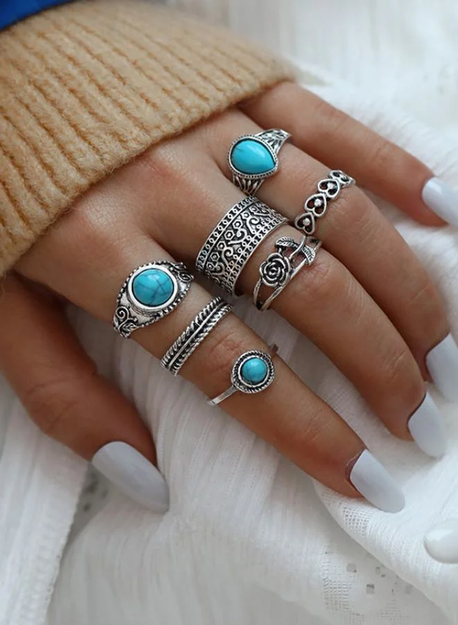 Styli Set of 7 - Boho Look Textured Rings