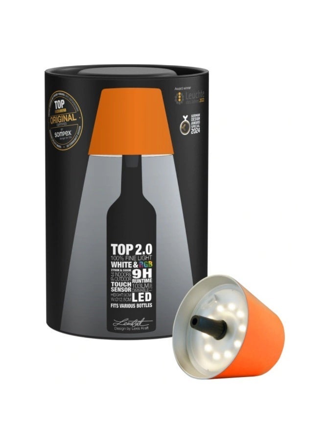 Sompex Top 2.0 Bottle Table Lamp (Matte Finish) | indoor & outdoor use | IP 44 Splashproof | 3 metallic colours | Stepless touch with dimmable and memory functions | 12.5x11 cm - Orange - Image 3