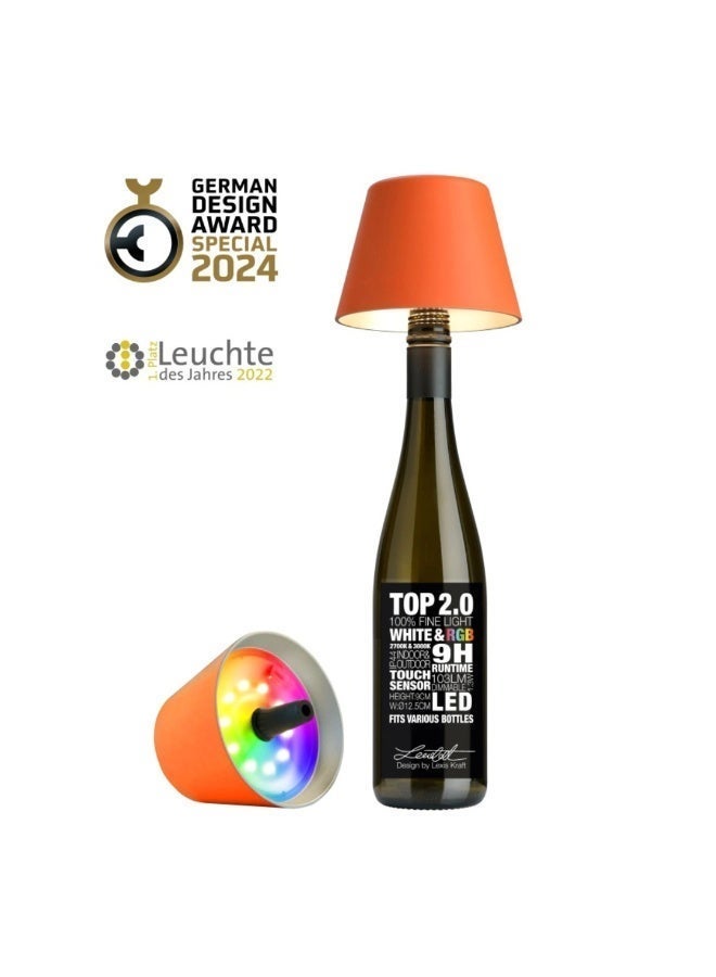 Sompex Top 2.0 Bottle Table Lamp (Matte Finish) | indoor & outdoor use | IP 44 Splashproof | 3 metallic colours | Stepless touch with dimmable and memory functions | 12.5x11 cm - Orange - Image 2