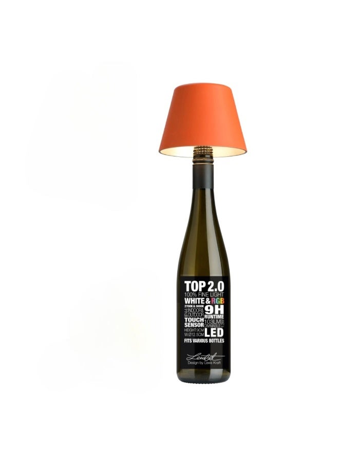 Sompex Top 2.0 Bottle Table Lamp (Matte Finish) | indoor & outdoor use | IP 44 Splashproof | 3 metallic colours | Stepless touch with dimmable and memory functions | 12.5x11 cm - Orange - Image 1