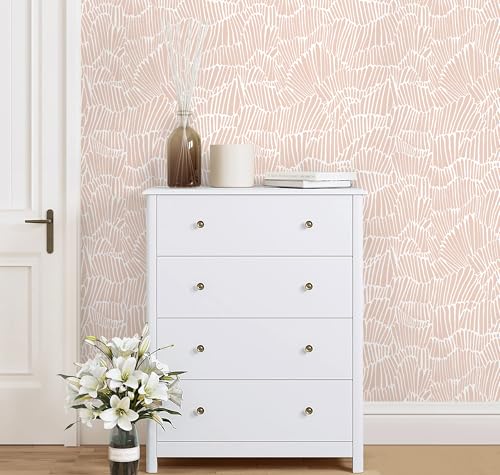 Guvana Pink Wallpaper Peel and Stick Modern Light Pink and White Contact Paper Boho Striped Wall Paper Self Adhesive Waterproof Wallpaper for Bedroom Bathroom Accent Wall Decor Vinyl Roll 173590 - Image 3