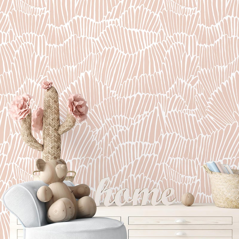Guvana Pink Wallpaper Peel and Stick Modern Light Pink and White Contact Paper Boho Striped Wall Paper Self Adhesive Waterproof Wallpaper for Bedroom Bathroom Accent Wall Decor Vinyl Roll 173590 - Image 2