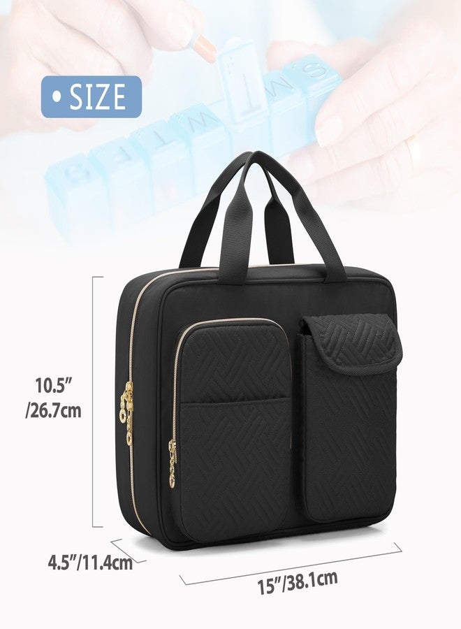 Damero Medicine Organizer, Pill Bottles Storage Travel Bag for Prescription Medication, Medical Supplies, Black - Image 4