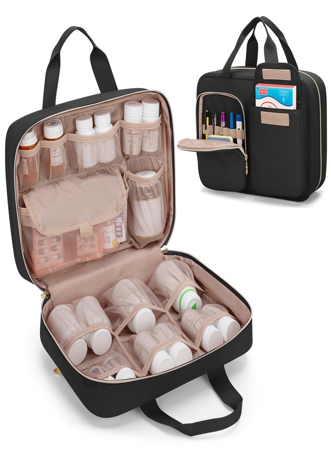 Damero Medicine Organizer, Pill Bottles Storage Travel Bag for Prescription Medication, Medical Supplies, Black - Image 1