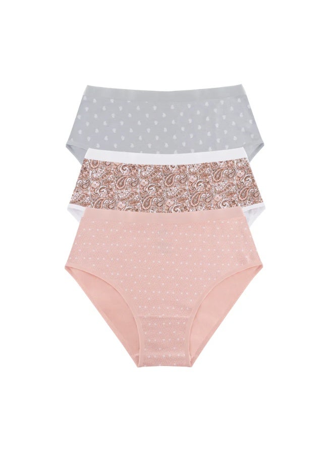 ميلك مجموعة من 3 قطع بريف حريمي قطن مشجر محرود - Image 1