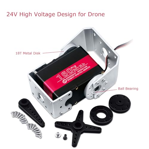ANNIMOS 160kg Robot Servo Motor 24V High Voltage High Torque Steel Gear Large Digital Steering Servos with DoubleShaft Mount Brackets - Image 5