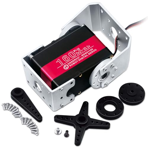 ANNIMOS 160kg Robot Servo Motor 24V High Voltage High Torque Steel Gear Large Digital Steering Servos with DoubleShaft Mount Brackets - Image 1