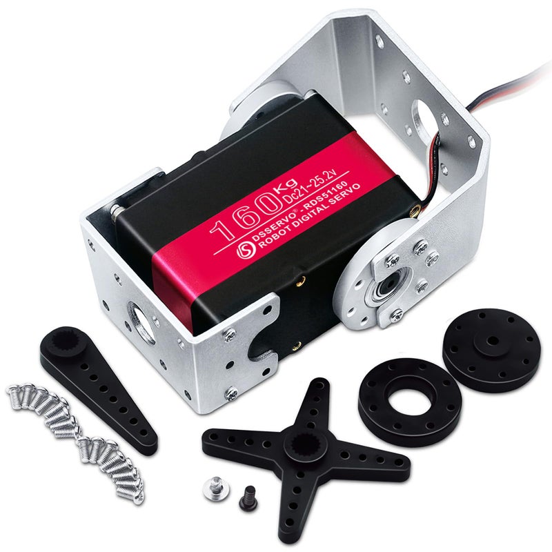 ANNIMOS 160kg Robot Servo Motor 24V High Voltage High Torque Steel Gear Large Digital Steering Servos with DoubleShaft Mount Brackets - Image 3