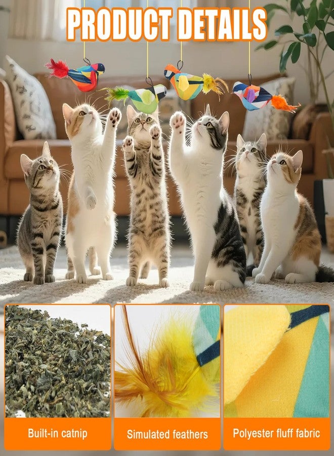 VINGVO 4PCS Interactive Hanging Bird Cat Toys with Chirping Sound & Catnip - Interactive Flying Bird Toy Set for Indoor Cats, Door Hanging Kitten Exercise Play - Image 5