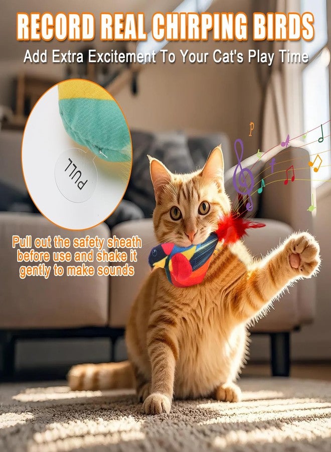 VINGVO 4PCS Interactive Hanging Bird Cat Toys with Chirping Sound & Catnip - Interactive Flying Bird Toy Set for Indoor Cats, Door Hanging Kitten Exercise Play - Image 4