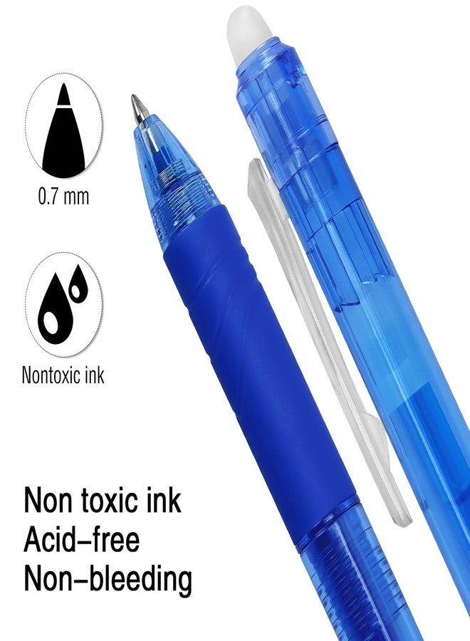Bribobo 8 Pack Retractable Erasable Gel Pens Clicker Fine Point 0.7mm, Make Mistakes Disappear Comfort Grip for Drawing Writing Planner and School Supplies, Black and Blue Color Inks - Image 3