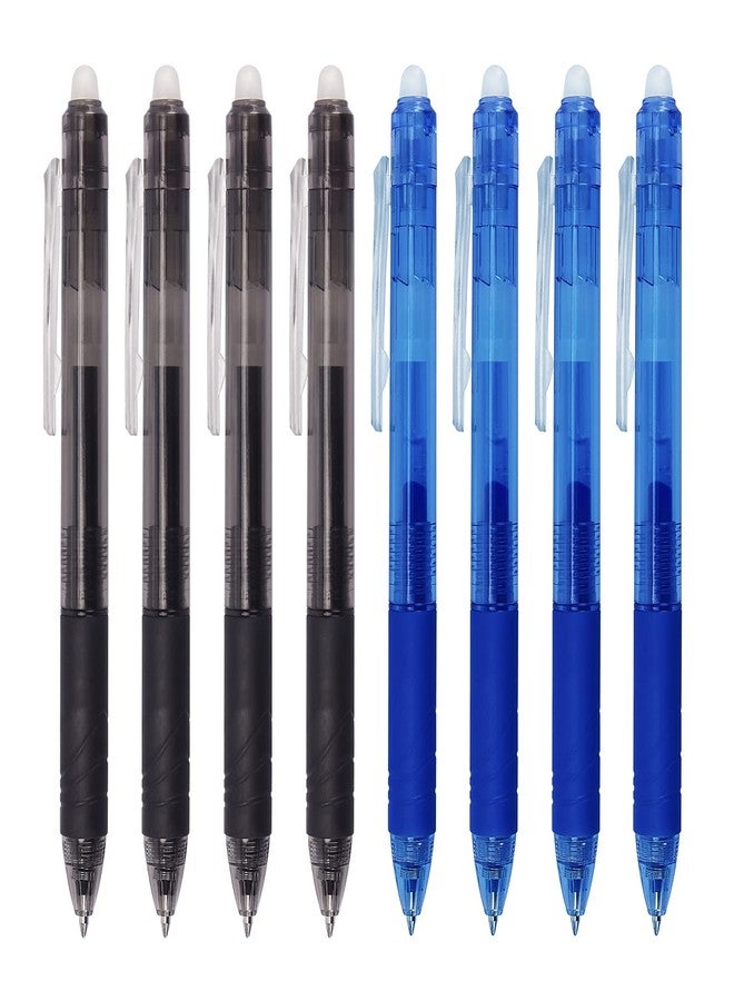 Bribobo 8 Pack Retractable Erasable Gel Pens Clicker Fine Point 0.7mm, Make Mistakes Disappear Comfort Grip for Drawing Writing Planner and School Supplies, Black and Blue Color Inks - Image 1