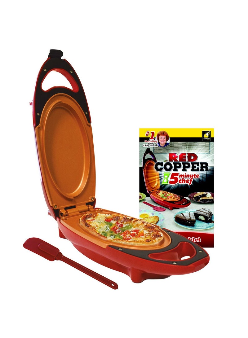 Red Copper 5 Minute Chef Double Sided Copper Infused Grill Pan with Non Stick Anti Scratch Surface for Making Delicious Omelet - Image 1