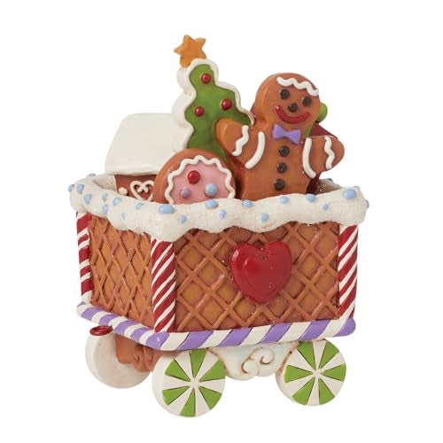 Enesco Jim Shore Heartwood Creek Gingerbread Christmas Train Car Figurine Stone Resin Hand Painted Crafted Collectible Santa Figurines Christmas Home Decor Statue 525 Inch - Image 1