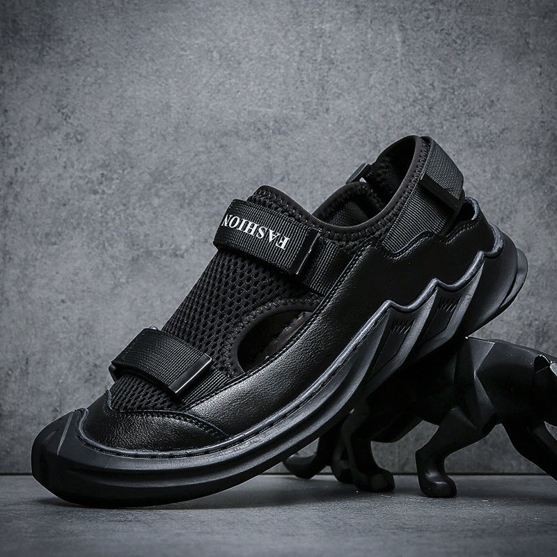 Men'S Sandals Soft Sole 2022 Vietnam Rome Casual Beach Shoes Hole Shoes Breathable Leather Shoes - Image 2