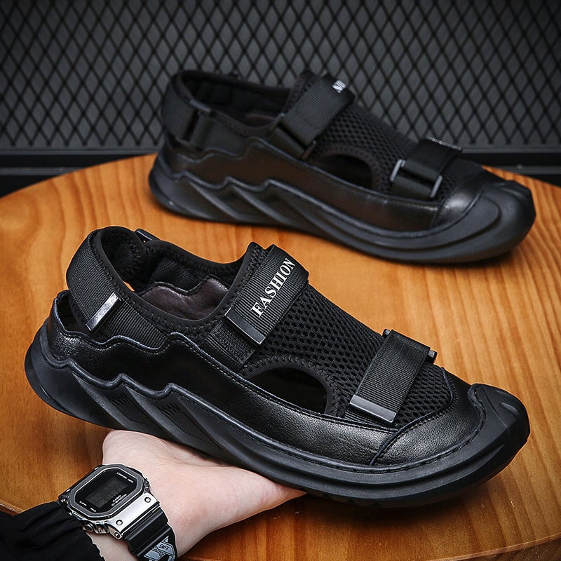 Men'S Sandals Soft Sole 2022 Vietnam Rome Casual Beach Shoes Hole Shoes Breathable Leather Shoes - Image 5
