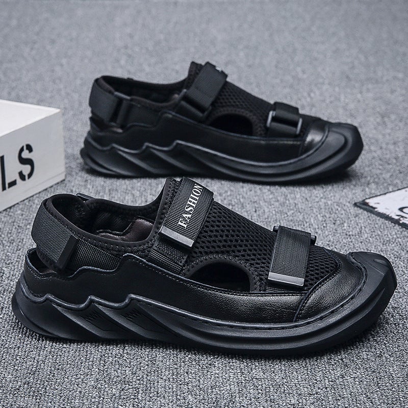 Men'S Sandals Soft Sole 2022 Vietnam Rome Casual Beach Shoes Hole Shoes Breathable Leather Shoes - Image 3