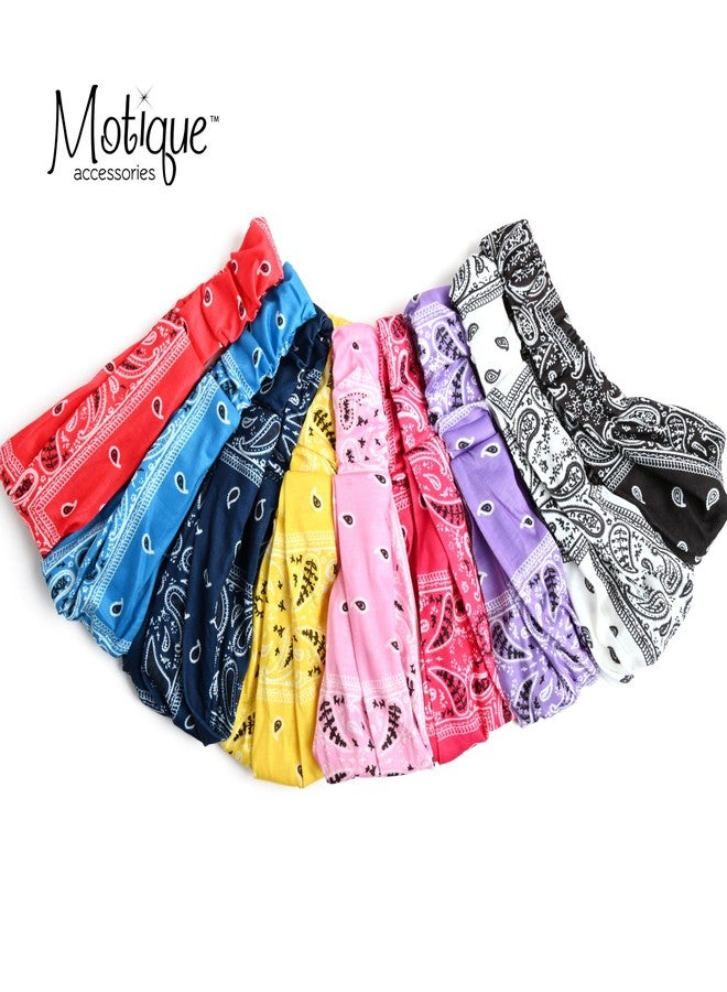 موتيك أكسيسوريز غطاء رأس باندانا قطني عريض ومطاطي من موتيك أكسسواريز، ألوان متعددة (نقشة بيزلي صفراء، مقاس متوسط) - Image 3