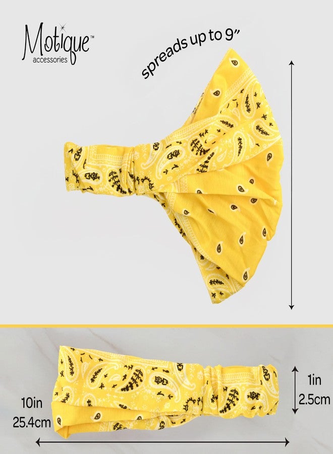 موتيك أكسيسوريز غطاء رأس باندانا قطني عريض ومطاطي من موتيك أكسسواريز، ألوان متعددة (نقشة بيزلي صفراء، مقاس متوسط) - Image 5
