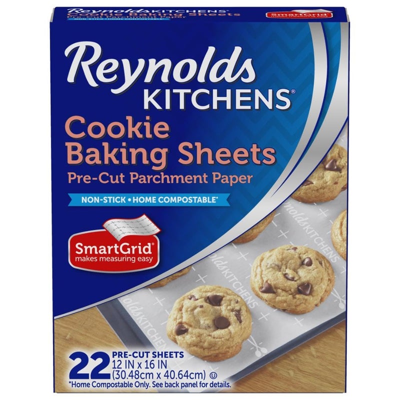 Reynolds Kitchens Cookie Baking Sheets, Pre-Cut Baking Parchment Paper Sheets for Cookies, Oven-Safe up to 425 Degrees, Reusable Up to 3X, No-Mess Cleanup, 12 in x 16 in, 22 Count - Image 1