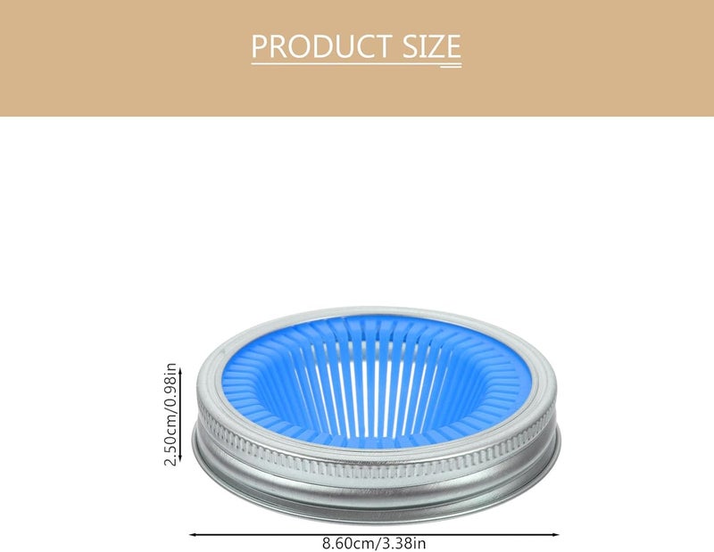 Homoyoyo 2pcs 86mm Blue Wide Mouth Mason Jar Lids Stainless Steel Sprouting Covers with Mesh Strainer for Bean Sprouting and Seed Germination, Reusable Jar Tops for Kitchen Canning and Home - Image 2