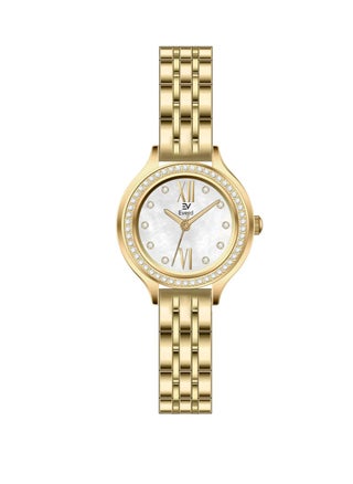 Gold bracelet with white dial