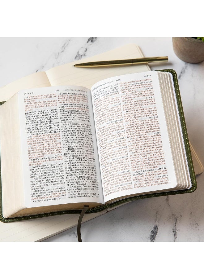 KJV Large Print Compact Reference Bible, Olive Leathertouch - Image 5