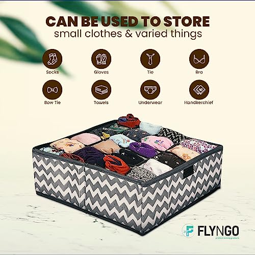 FLYNGO Foldable Drawer Organizer For Wardrobe,Clothing,Undergarment Closet Organiser Divider Storage Box For For Socks,Bra,Tie,And Scarfs(4 Pc Wave)(Nylon),Grey - Image 5