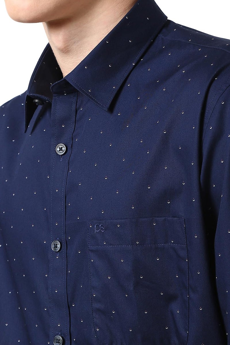 Peter England Men Navy Slim Fit Print Shirt - Image 4