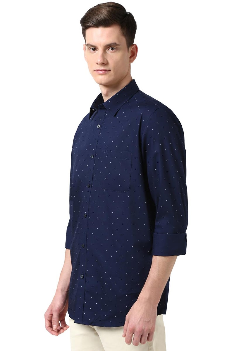 Peter England Men Navy Slim Fit Print Shirt - Image 2