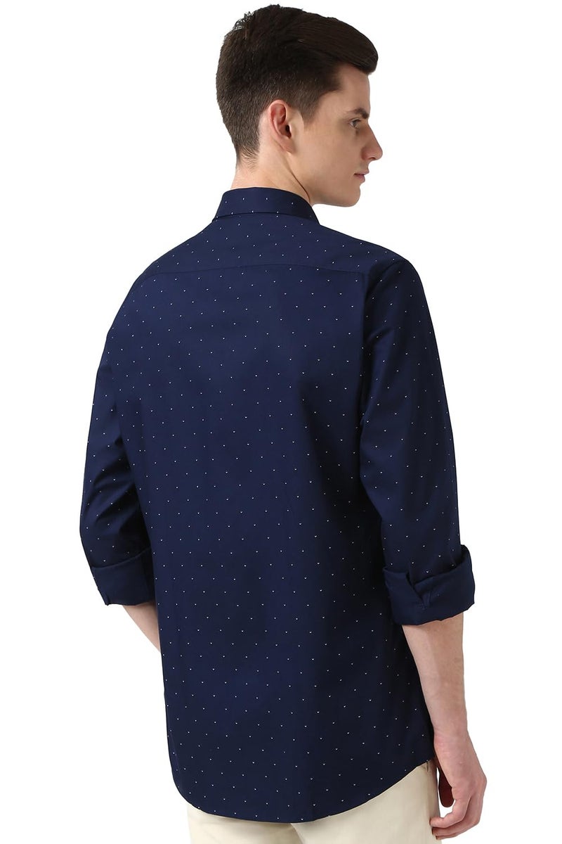 Peter England Men Navy Slim Fit Print Shirt - Image 3