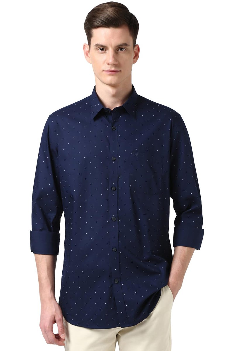 Peter England Men Navy Slim Fit Print Shirt - Image 1