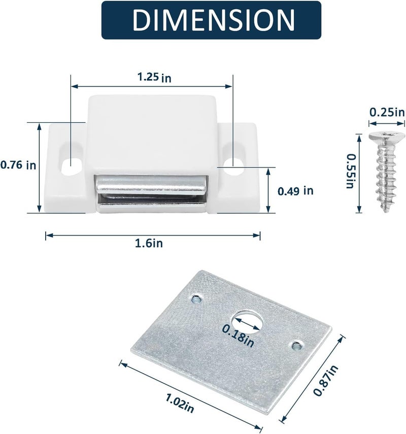 BokWin 12 PCS Magnetic Door Catch,Single Magnetic Catch White-15lb High Magnetic Shutter Hardware for Cupboard Kitchen Bathroom Closet Closures Cabinet Door with Screws - Image 2