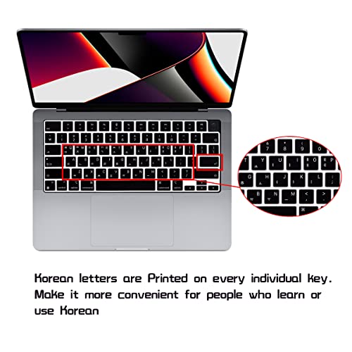 HRH Korean Language Silicone Keyboard Cover for MacBook 2025-2021 Pro 14" 16" M4 M3 M2 M1 Pro Max Chip,MacBook Air 15" 13.6" M4 M3 M2 Chip A3240 A3241 Keyboard Protective Skin - Image 2
