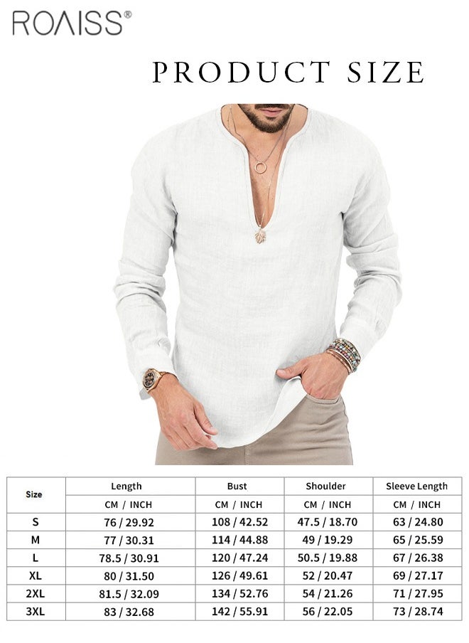 Men's Cotton Linen Henley Shirt Long Sleeve Casual Beach Top - pzsku/Z13CE8B21934C8513765FZ/45/_/1715240019/8f1dfdef-70b9-4f6d-a4b2-84d82d6942fe